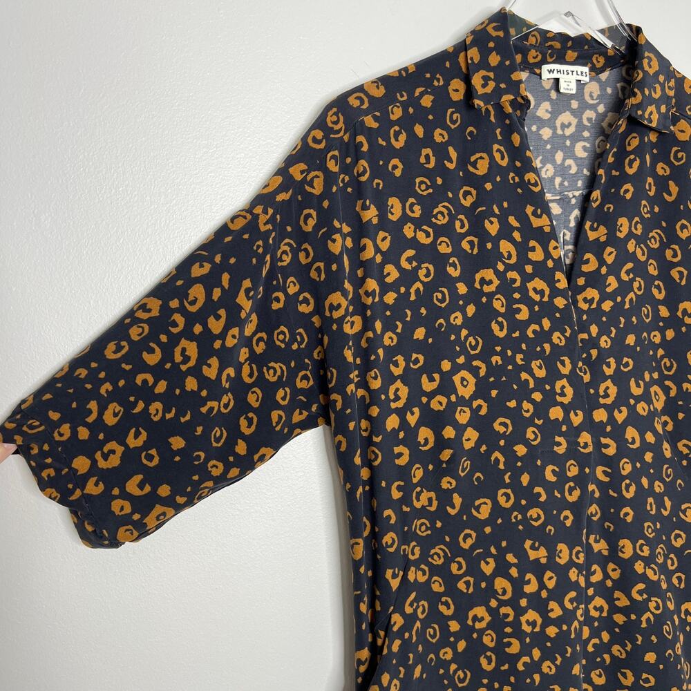 Whistles Lola Cheetah Print Shirt Dress Small Black Brown Animal Print Neutral - Picture 8 of 15